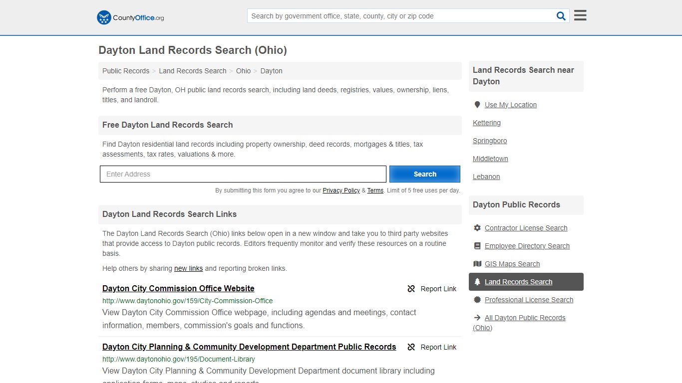 Land Records Search - Dayton, OH (Deeds, GIS Maps, Liens & Titles)